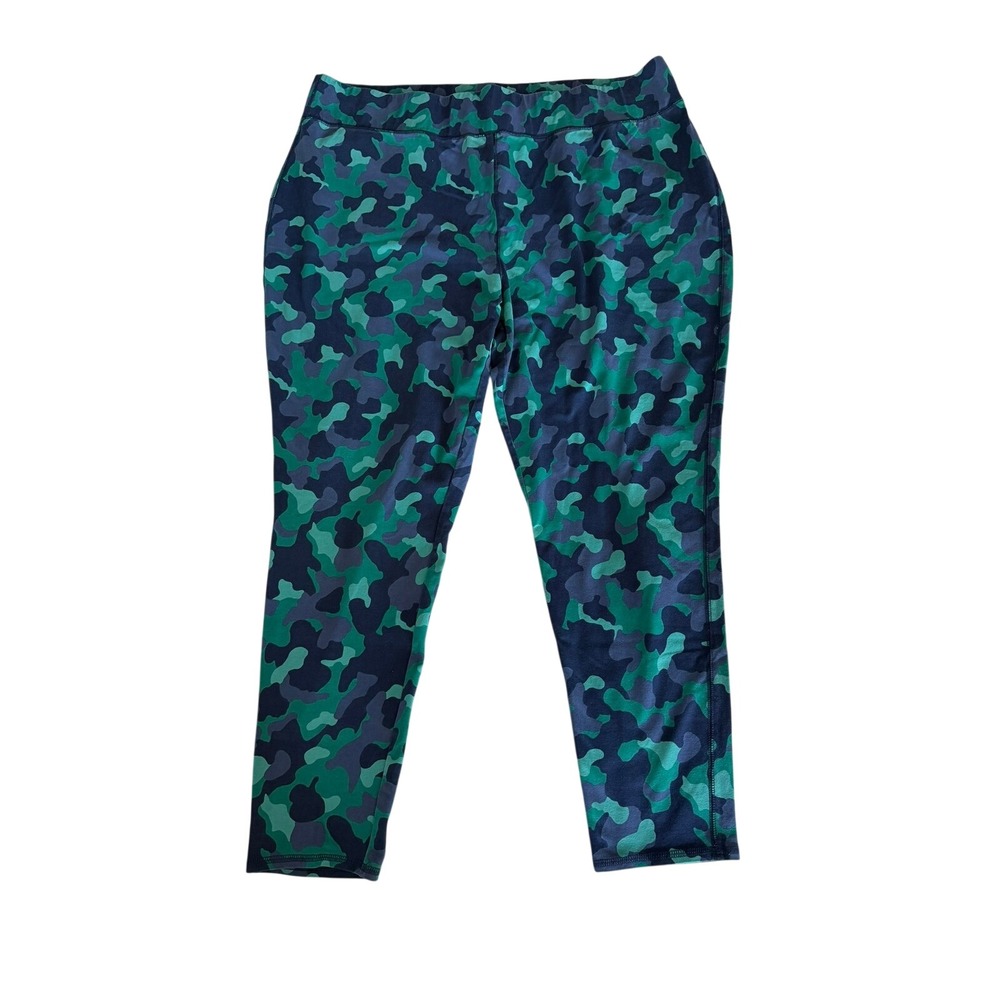 D&Co. Active Womens Blue Green Camo Print‎ Leggings Plus Size 2X S33475